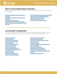 Commentaries & Resources