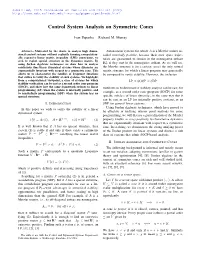 Control System Analysis on Symmetric Cones