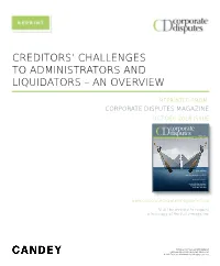 Creditors' Challenges to Administrators and Liquidators