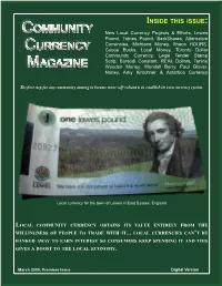 Local Community Currency Obtains Its Value Entirely From