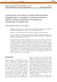 A Model Study of the Effects of Sulfide-Oxidizing Bacteria