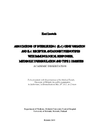 Associations of Interleukin-1 (IL-1)