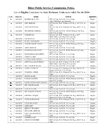 Bihar Public Service Commission, Patna, List of Eligible Candidates for Asst