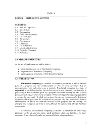DISTRIBUTED SYSTEMS CONTENTS 1.0 Aim And