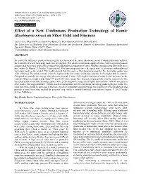 Effect of a New Continuous Production Technology of Ramie (Boehmeria Nivea) on Fiber Yield and Fineness
