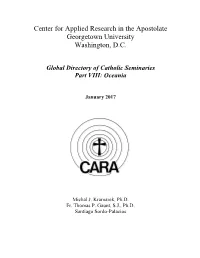 Global Directory of Catholic Seminaries Part VIII: Oceania