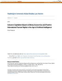 Inclusive Capitalism Based on Binary Economics and Positive International Human Rights in the Age of Artificial Intelligence