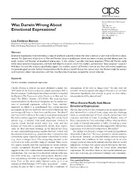 Was Darwin Wrong About Emotional Expressions?