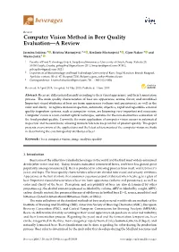 Computer Vision Method in Beer Quality Evaluation—A Review
