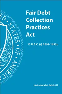 Fair Debt Collection Practices Act (FDCPA), 15 U.S.C