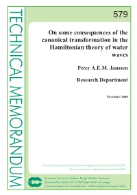 On Some Consequences of the Canonical Transformation in the Hamiltonian Theory of Water Waves