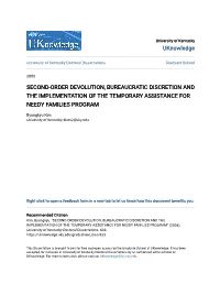 Second-Order Devolution, Bureaucratic Discretion and the Implementation of the Temporary Assistance for Needy Families Program
