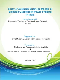 Study of Available Business Models of Biomass Gasification Power Projects in India