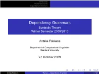 Dependency Grammars