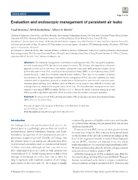 Evaluation and Endoscopic Management of Persistent Air Leaks