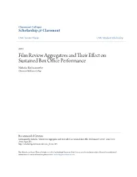 Film Review Aggregators and Their Effect on Sustained Box Office Performance" (2011)