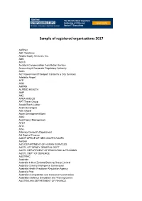 Sample of Registered Organizations 2017