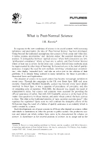 What Is Post-Normal Science J.R