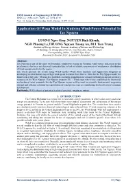 Application of Wasp Model in Studying Wind-Power Potential in Tay Nguyen
