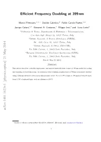 Efficient Frequency Doubling at 399Nm Arxiv:1401.1623V3 [Physics