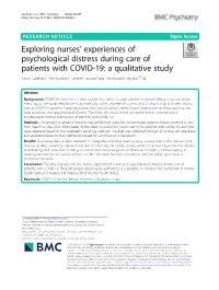 Exploring Nurses' Experiences of Psychological Distress During Care