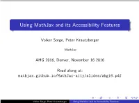 Using Mathjax and Its Accessibility Features