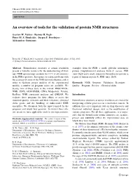 An Overview of Tools for the Validation of Protein NMR Structures