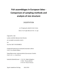 Fish Assemblages in European Lakes - Comparison of Sampling Methods and Analysis of Size Structure