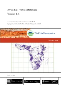 Africa Soil Profiles Database Version 1.1
