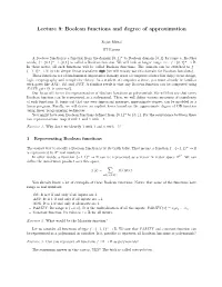 Boolean Functions and Degree of Approximation