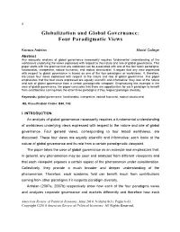 Globalization and Global Governance: Four Paradigmatic Views