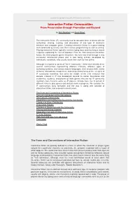 Interactive Fiction Communities from Preservation Through Promotion and Beyond