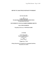 Large Whale Restraint – Page 1 of 108 REPORT of LARGE WHALE