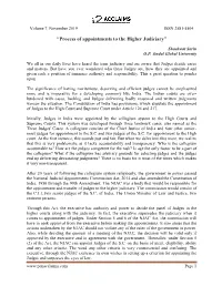 “Process of Appointments to the Higher Judiciary”