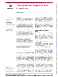 The Incidence of Diagnostic Error in Medicine