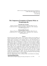 The Uniqueness Formation of Papuan Malay in Morphologically