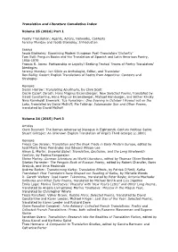 Translation and Literature Cumulative Index