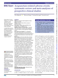 Acupuncture- Related Adverse Events: Systematic Review and Meta