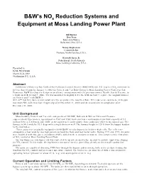 B&W's Nox Reduction Systems and Equipment at Moss Landing Power