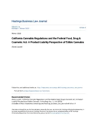 California Cannabis Regulations and the Federal Food, Drug & Cosmetic