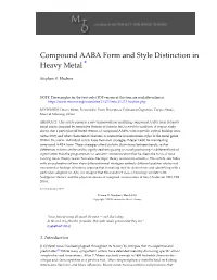 Compound AABA Form and Style Distinction in Heavy Metal *