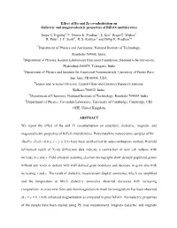 Effect of Ba and Zr Co-Substitution on Dielectric and Magnetoelectric Properties of Bifeo3 Multiferroics