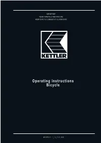 Kettler Operation Instructions Bicycle 2020