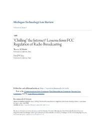 Lessons from FCC Regulation of Radio Broadcasting Thomas W