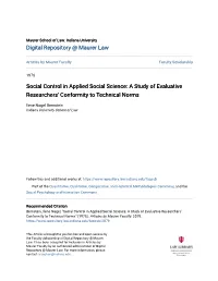 Social Control in Applied Social Science: a Study of Evaluative Researchers' Conformity to Technical Norms