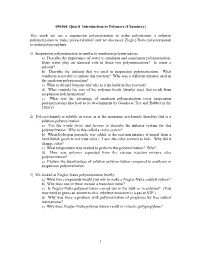 1 090304 Quiz 8 Introduction to Polymers (Chemistry) This Week We