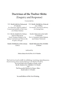 Doctrines of the Twelver Shiite (Enquiry and Response) Foreworded By