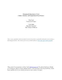Managing the Boundaries of Taste: Culture, Valuation, and Computational Social Science* Ryan Light University of Oregon Colin Od