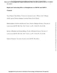 Rapid and Contrasting Effects of Rosiglitazone on TRPM3 and TRPC5