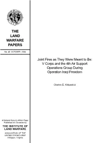 V Corps and the 4Th Air Support Operations Group During Operation Iraqi Freedom